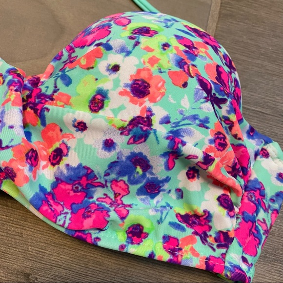 Rue 21 Rue Bleu Neon Floral Padded Bikini Top Women’s Size Small - Picture 3 of 8